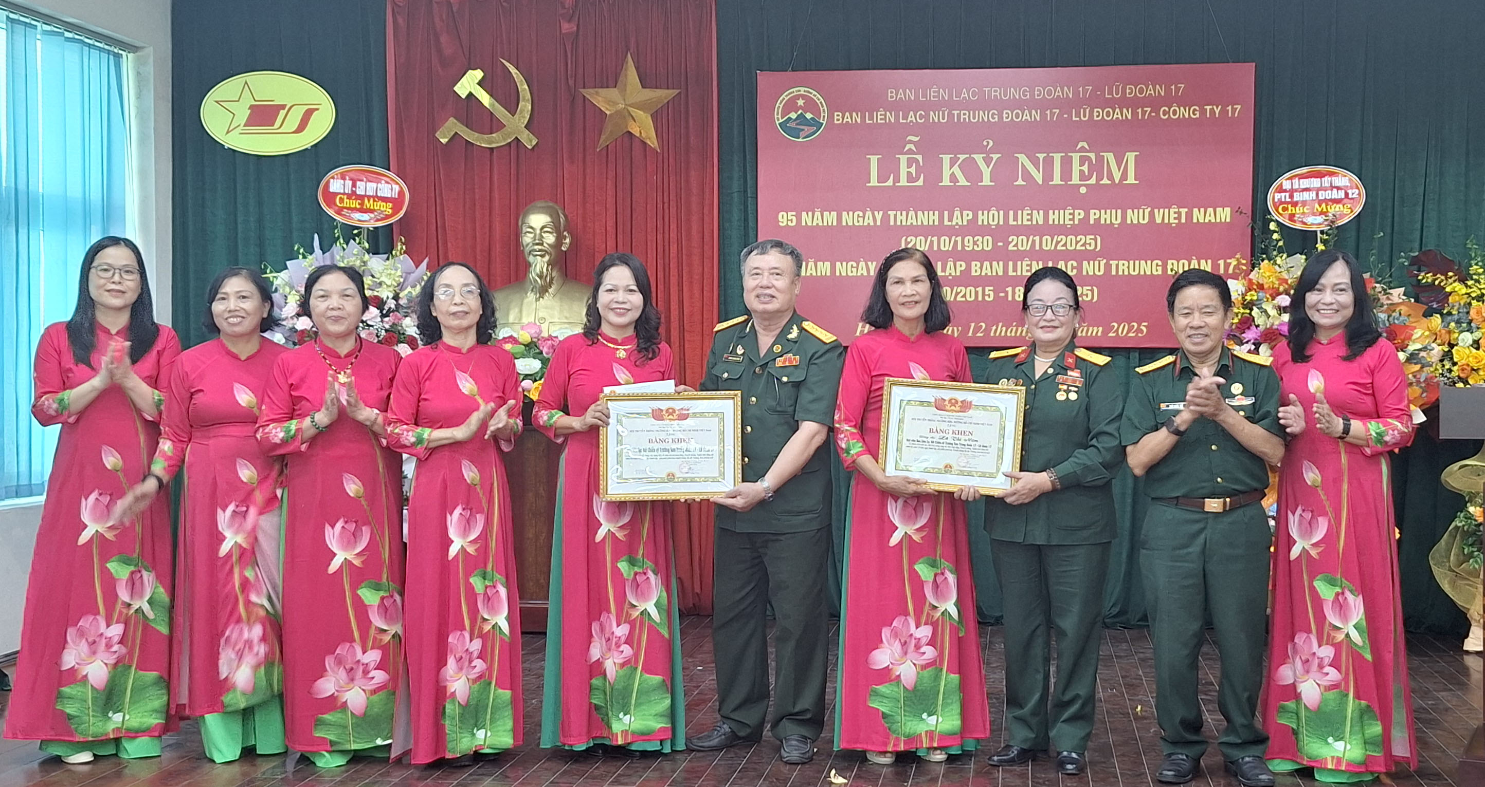 Lễ kỉ niệm 95 năm ngày thành lập Hội LHPN Việt Nam và 10 năm thành lập BLL Nữ CSTS trung đoàn 17- Binh đoàn 12.