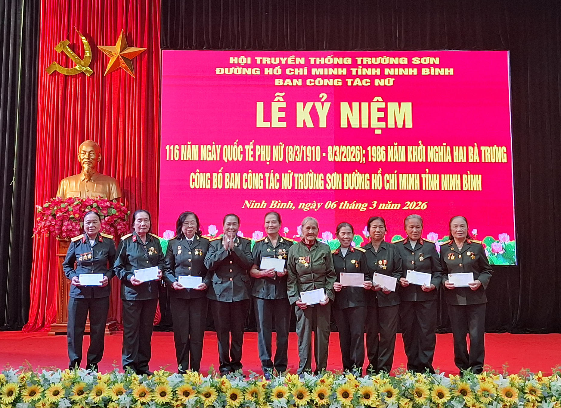 Lễ kỉ niệm 116 năm Ngày Quốc tế Phụ nữ  8/3 và công bố Quyết định sáp nhập, thành lập Ban CT Nữ và CLB văn nghệ Trường Sơn tỉnh Ninh Bình.