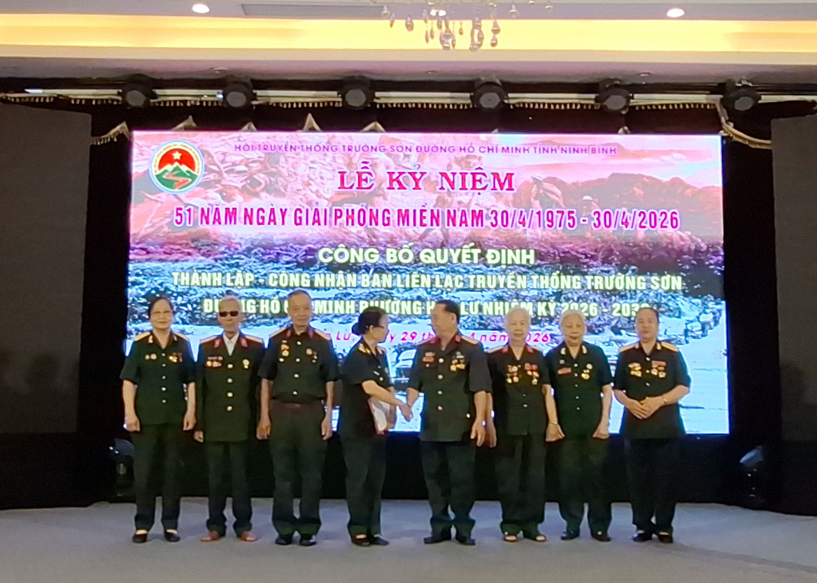 Lễ Công bố quyết định thành lập Hội Trường Sơn phường Hoa Lư tỉnh Ninh Bình nhiệm kì 2026-2031.