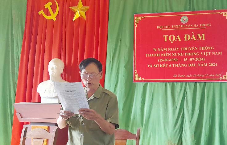 Hội cựu TNXP huyện Hà Trung tọa đàm 74 năm ngày truyền thống TNXP Việt Nam và Sơ kết công tác Hội 6 tháng đầu năm 2024