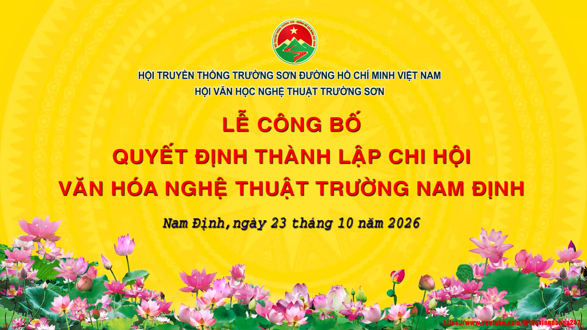 CLIP ẢNH. QUYẾT ĐỊNH THÀNH LẬP CHI HỘI VHNT TRƯỜNG SƠN NAM ĐỊNH